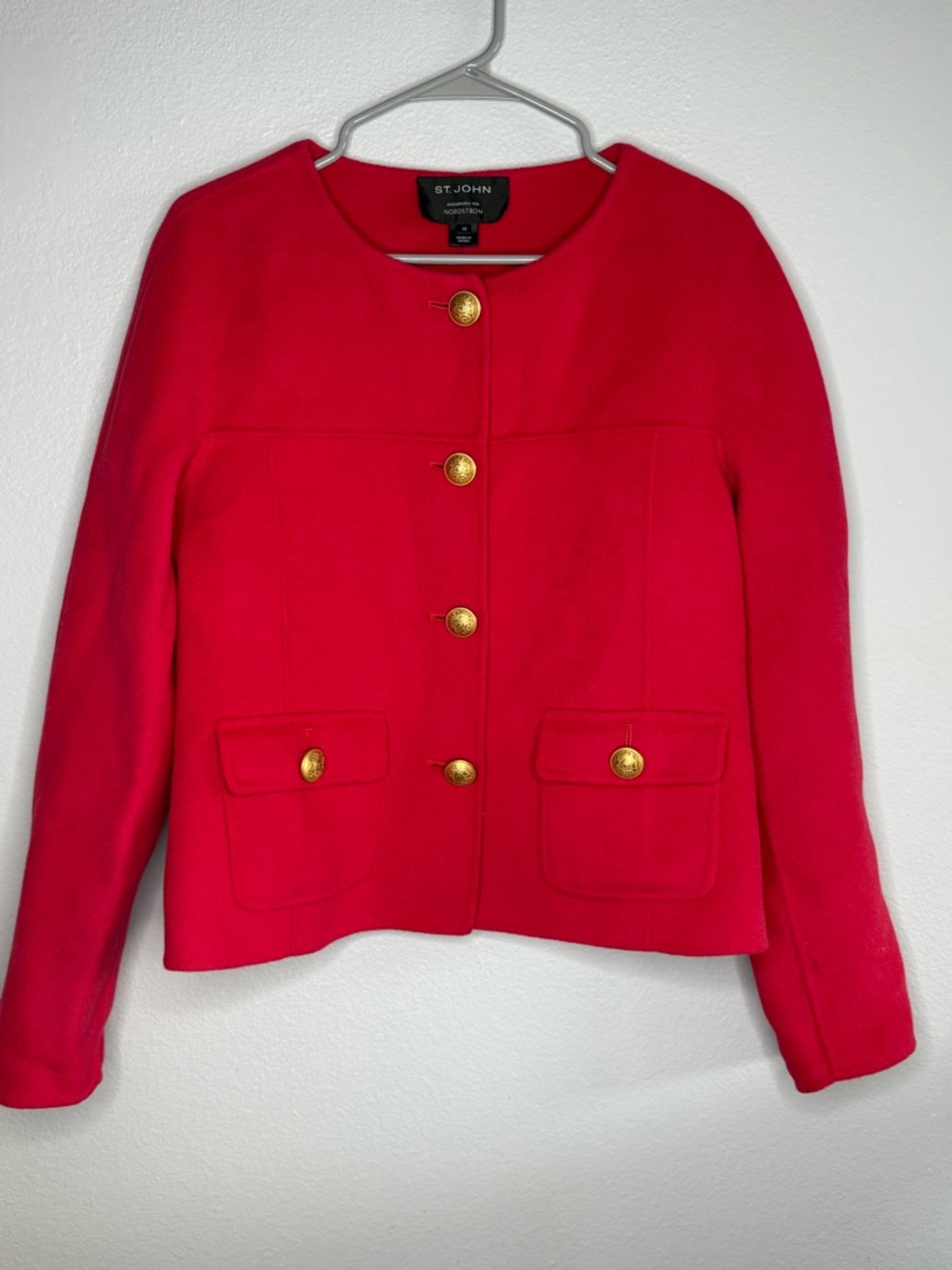 St. John pink  Boxy Gold-Button Jacket